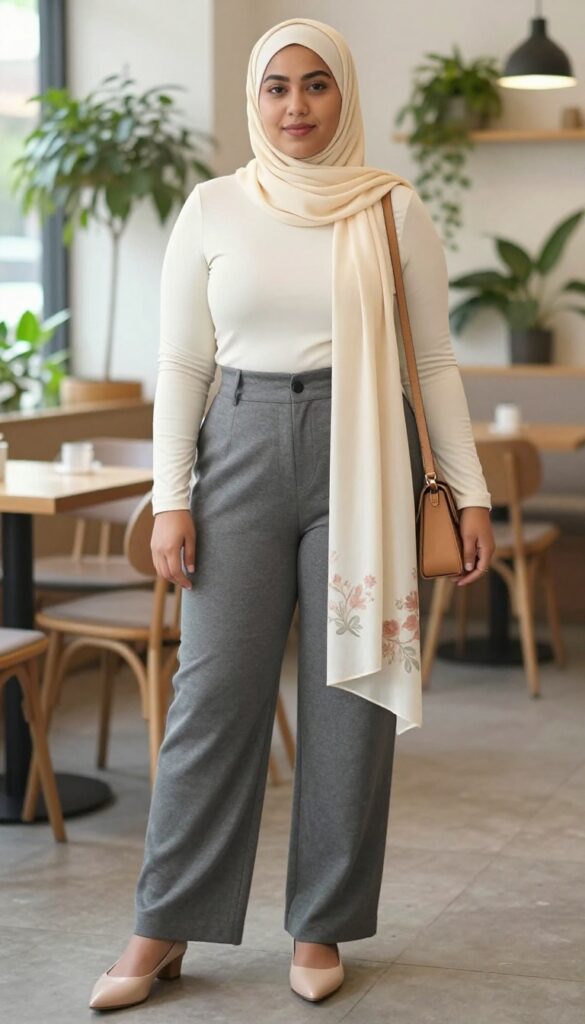 2. Wide-Leg Trousers + Fitted Top + Kimono