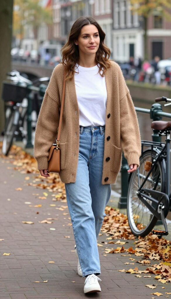 6. Oversized Cardigan with Straight-Leg Jeans