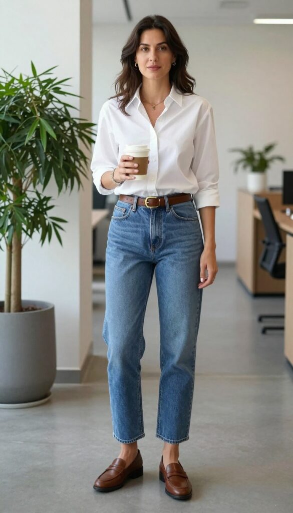 13. Button-Down + Jeans + Statement Belt