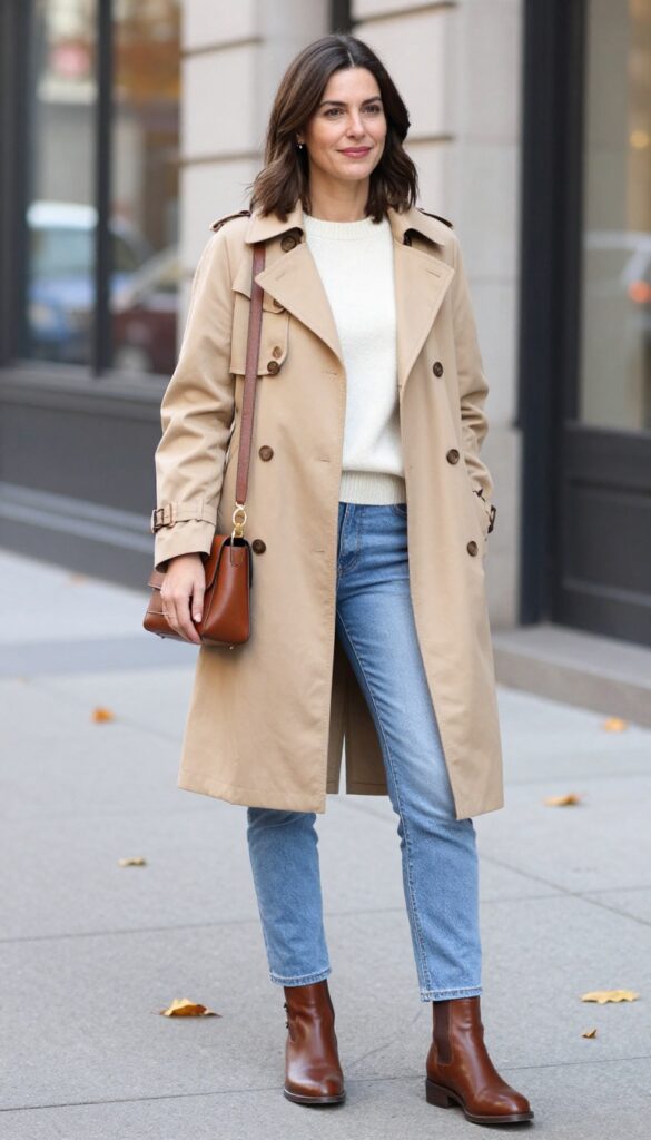 9. Trench Coat + Cashmere Sweater + Skinny Jeans