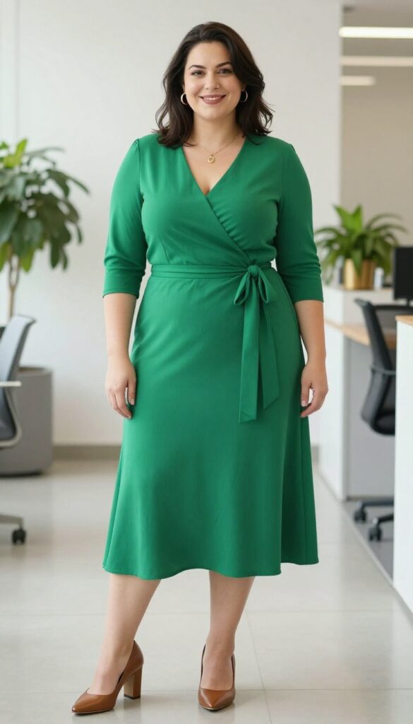 2. Wrap Dress + Block Heels