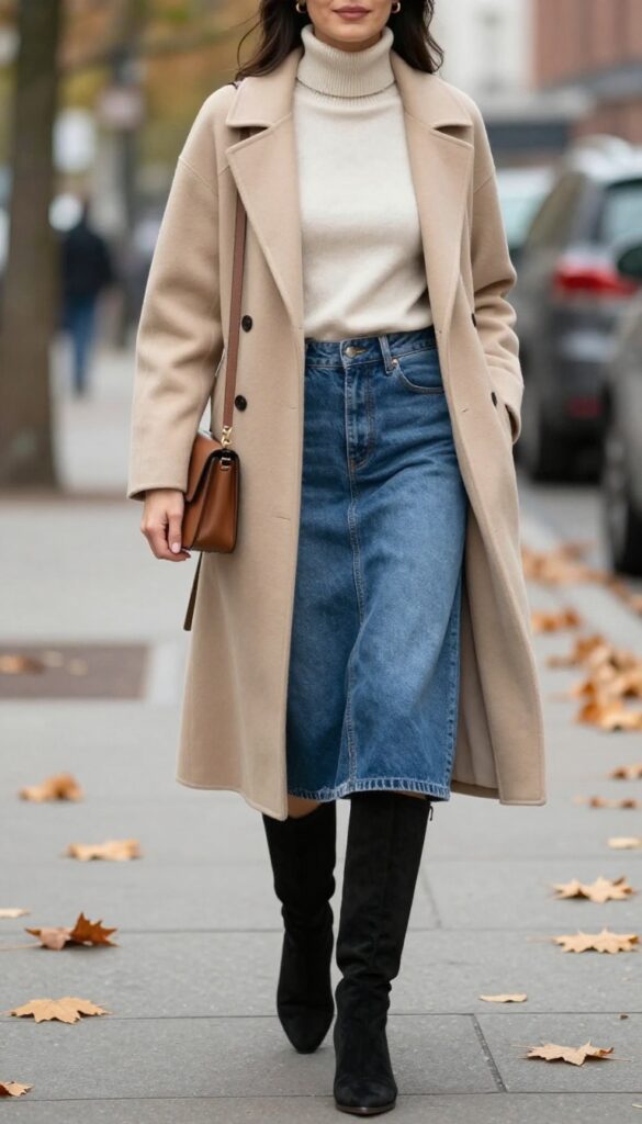 2. Turtleneck and Knee-High Boots