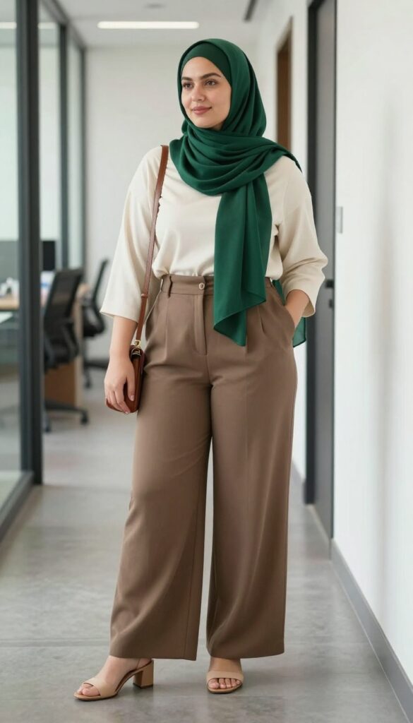 2. Wide-Leg Trousers with a Tunic Top