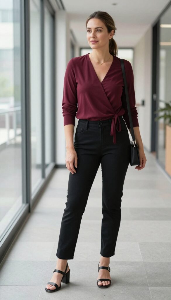 13. Wrap Top and Strappy Heels