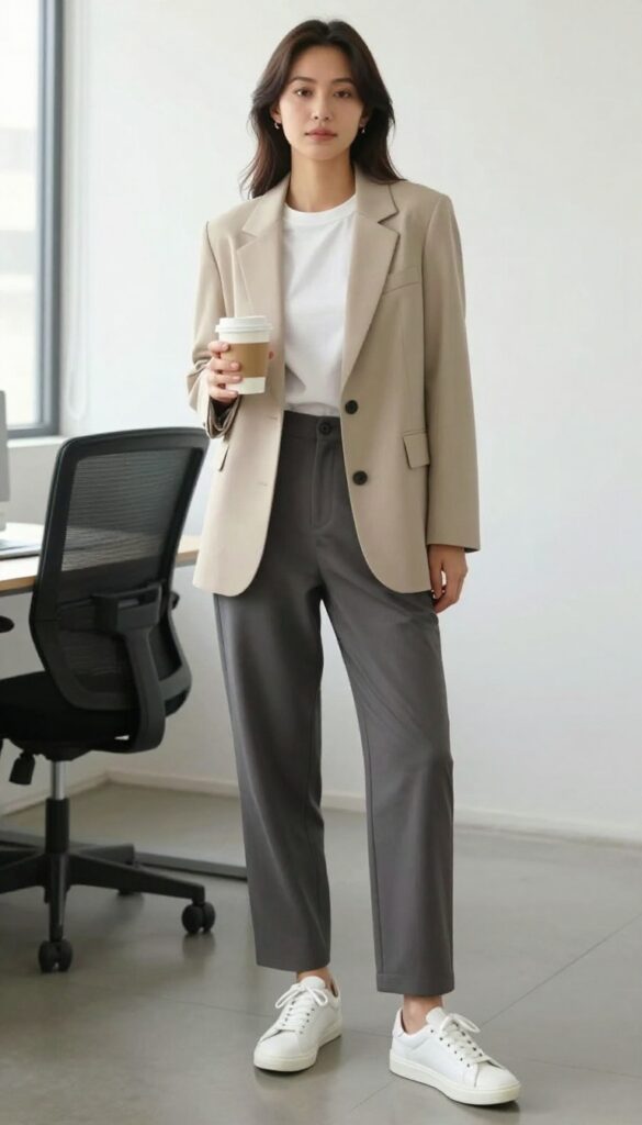 1. The Relaxed Blazer and Tee Combo