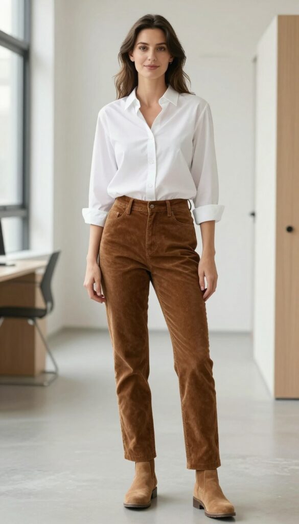 10. Oxford Shirt with Corduroy Pants