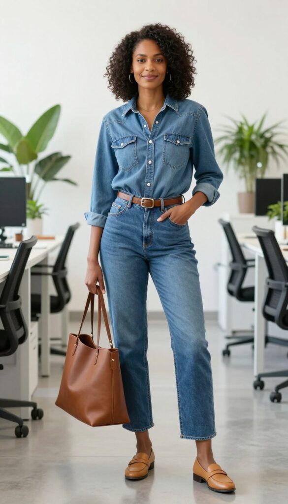 8. Denim Shirt Dress with a Belt