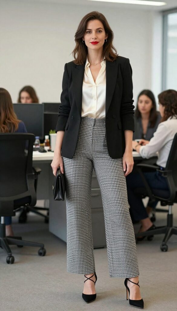 7. Printed Pants with a Neutral Top