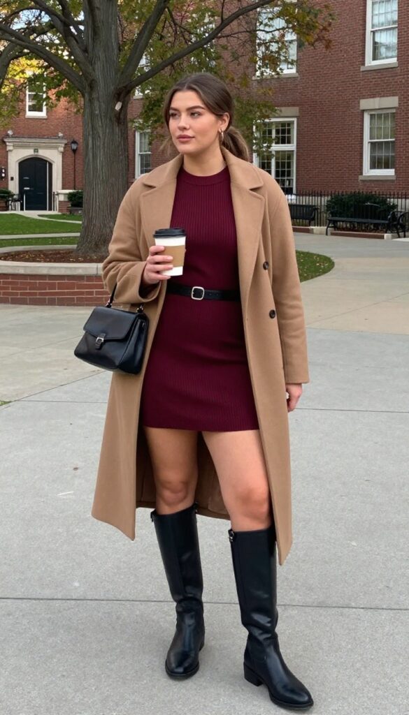 9. Sweater Dress and Knee-High Boots