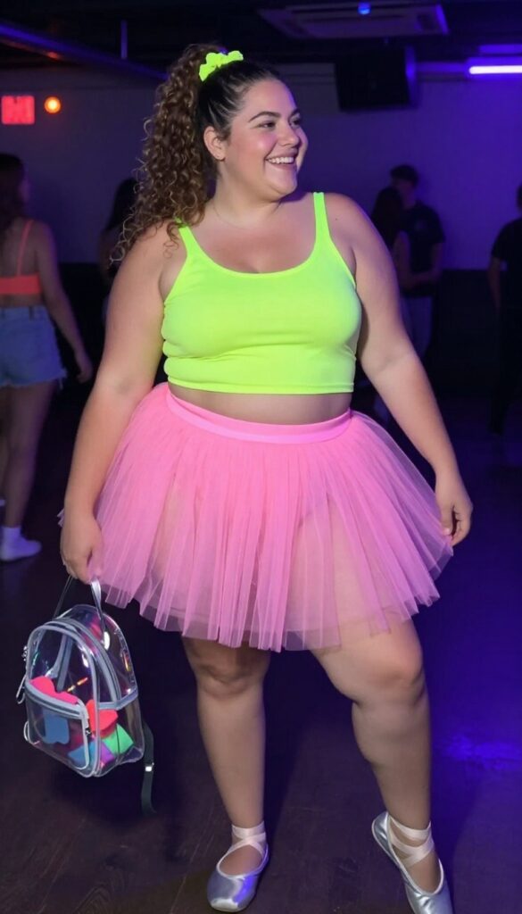 10. Neon Tutu Skirt with a Fitted Long-Sleeve Top