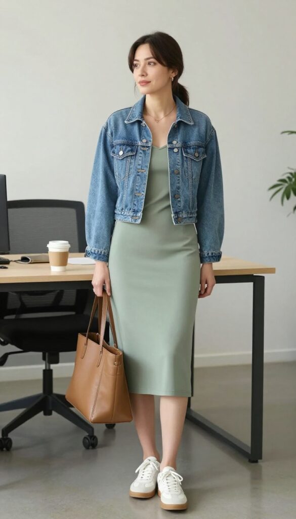 5. Denim Jacket + Slip Dress