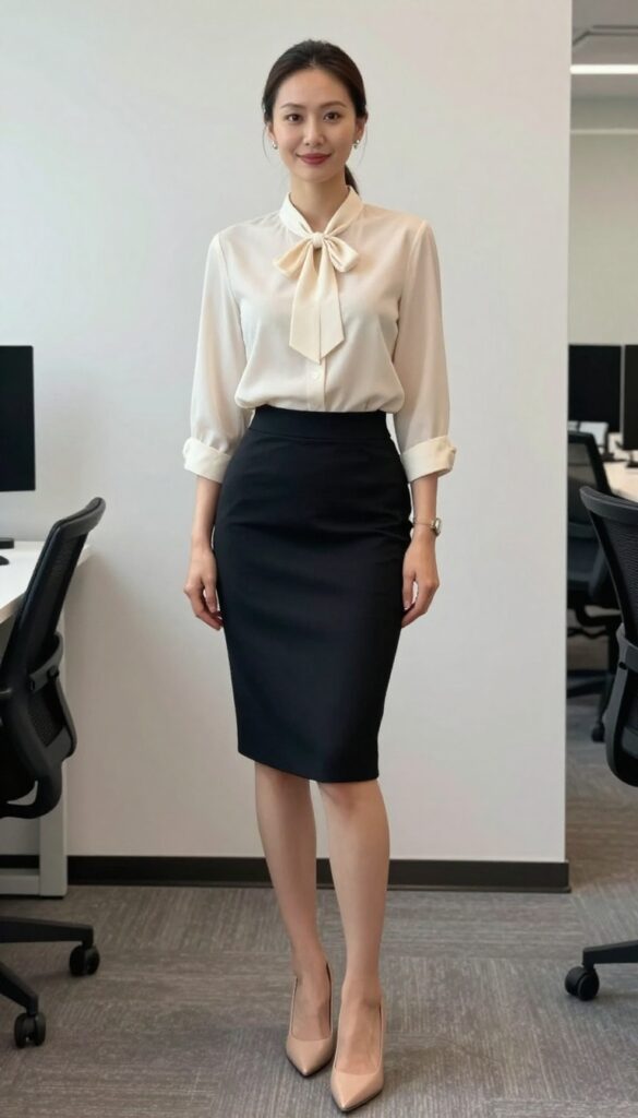 8. Blouse + Pencil Skirt + Pumps