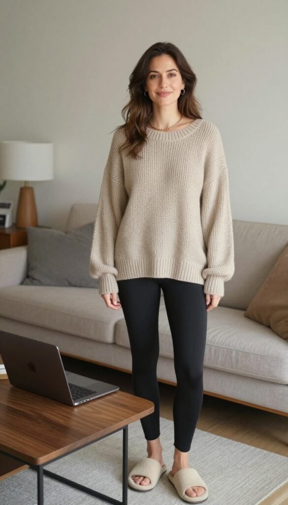 1. Oversized Knit Sweater with Leggings