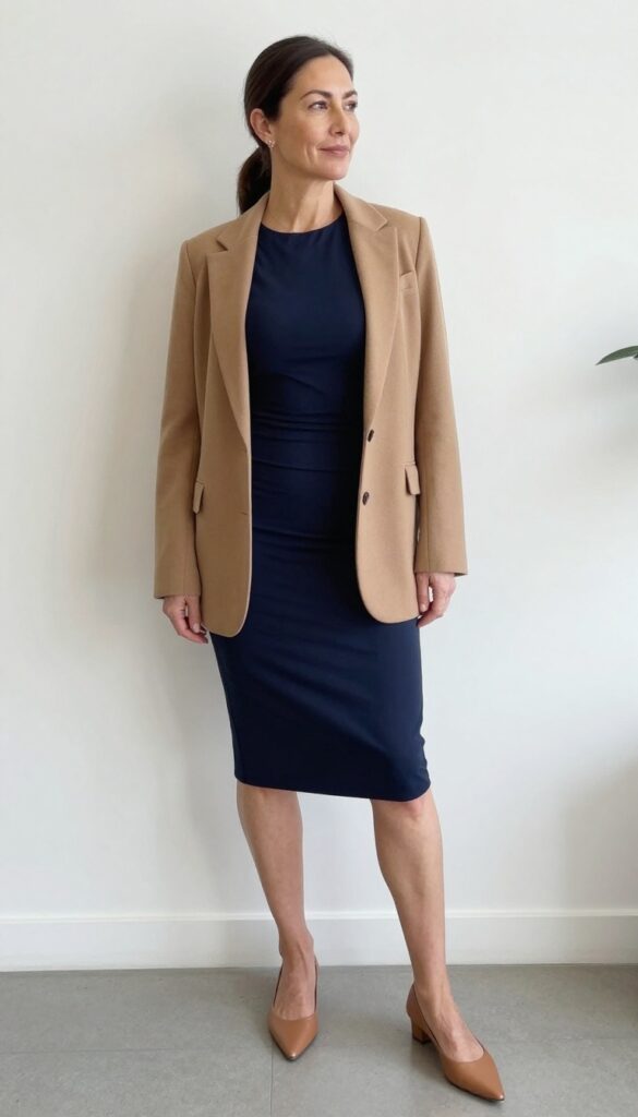 8. The Bodycon Dress with a Long Blazer