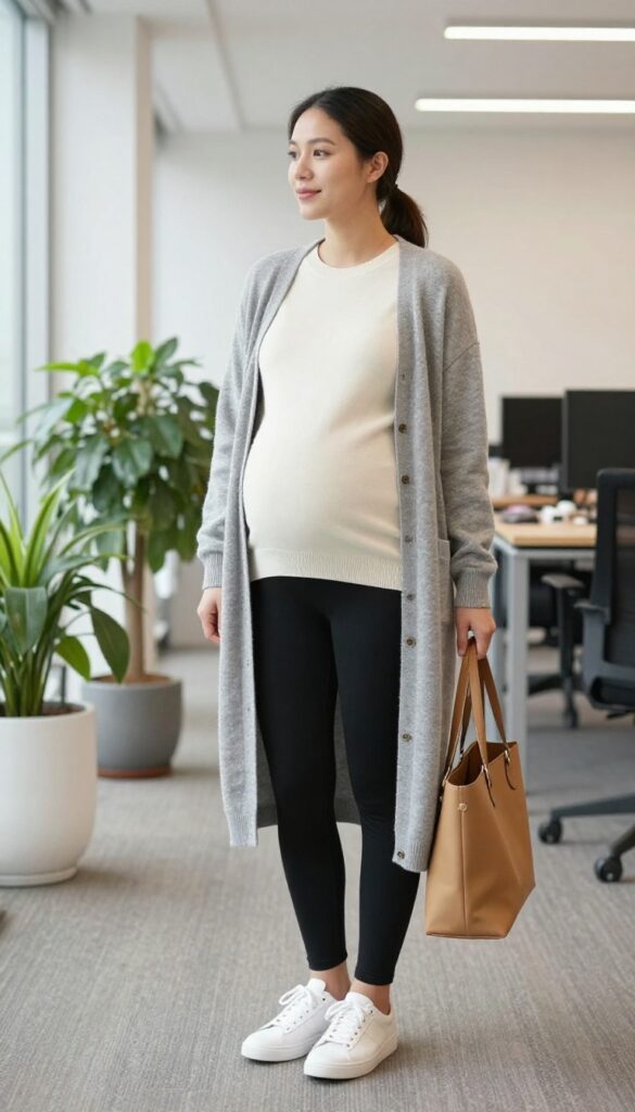 3. Maternity Leggings + Long Tunic Top
