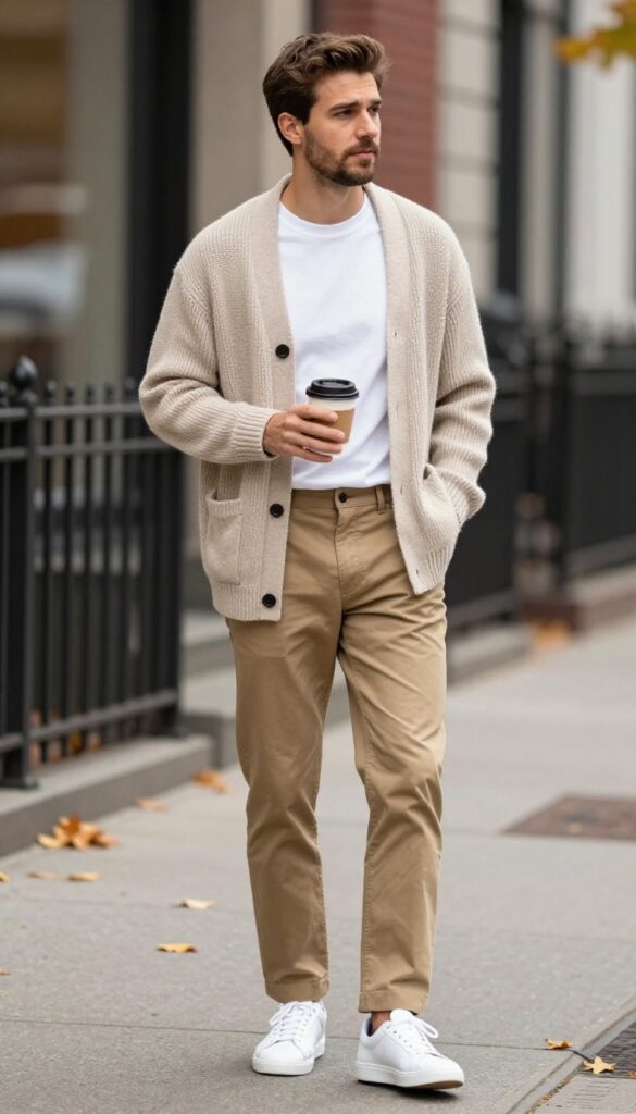 11. Knit Cardigan Over a T-Shirt