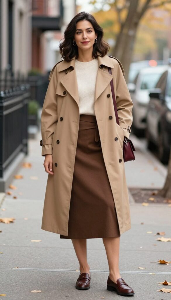 11. Trench Coat and Wrap Skirt