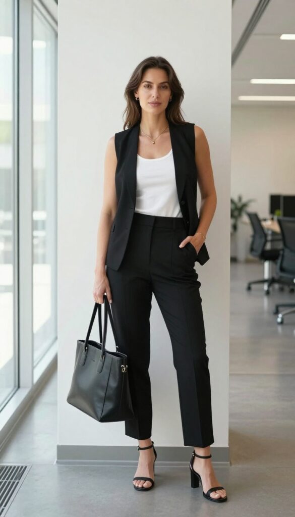 12. Black Vest and Trousers Set