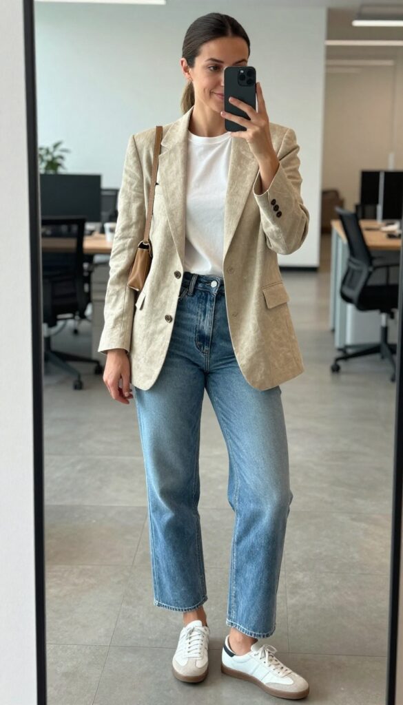 8. Soft Blazer and Cropped Wide-Leg Jeans