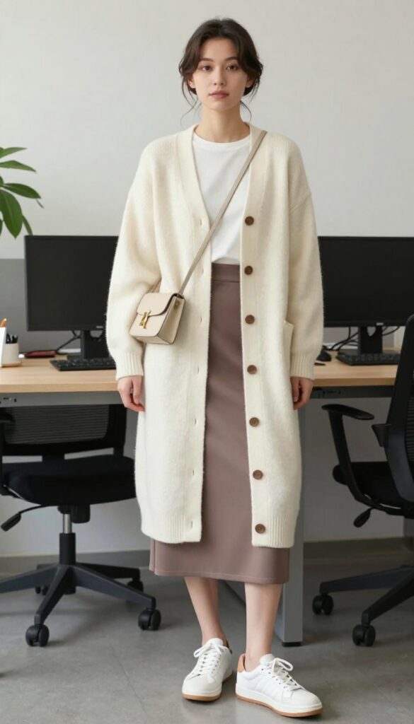10. The Cashmere Cardigan & Slip Skirt
