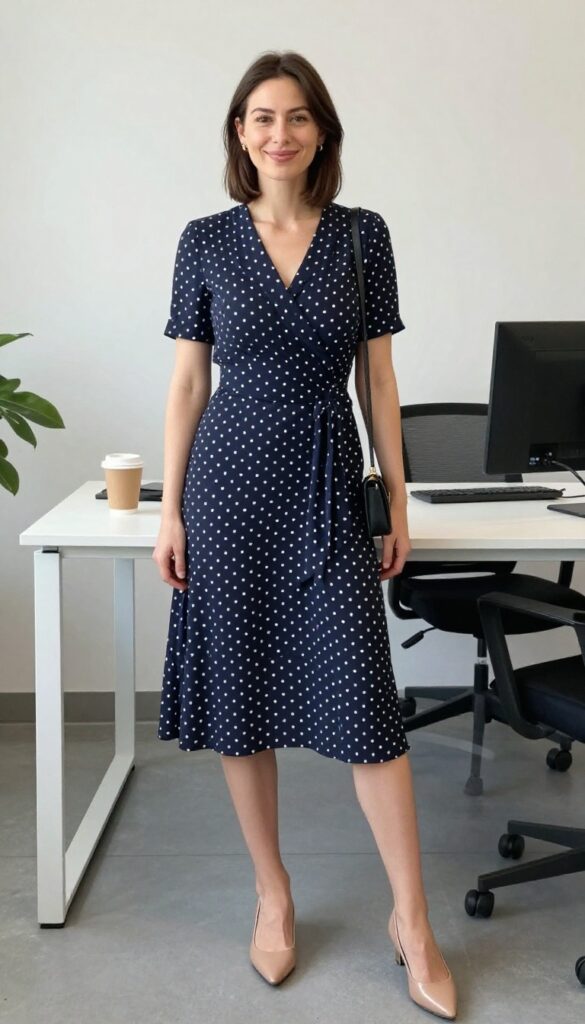 2. The Wrap Dress with Minimalist Jewelry