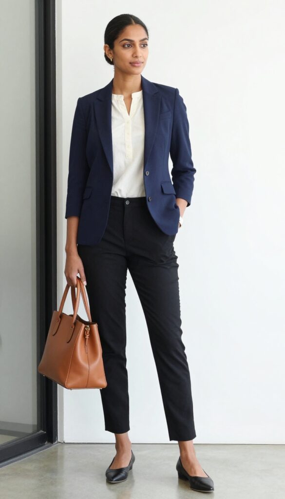 5. Kurta with Cigarette Pants and Blazer