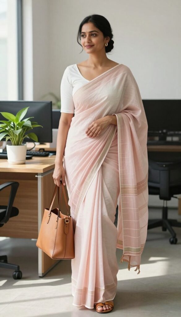12. Cotton Saree with Kolhapuri Sandals