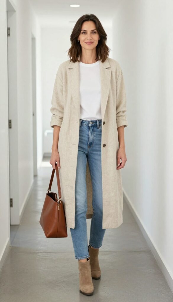 3. Longline Vest with Skinny Jeans