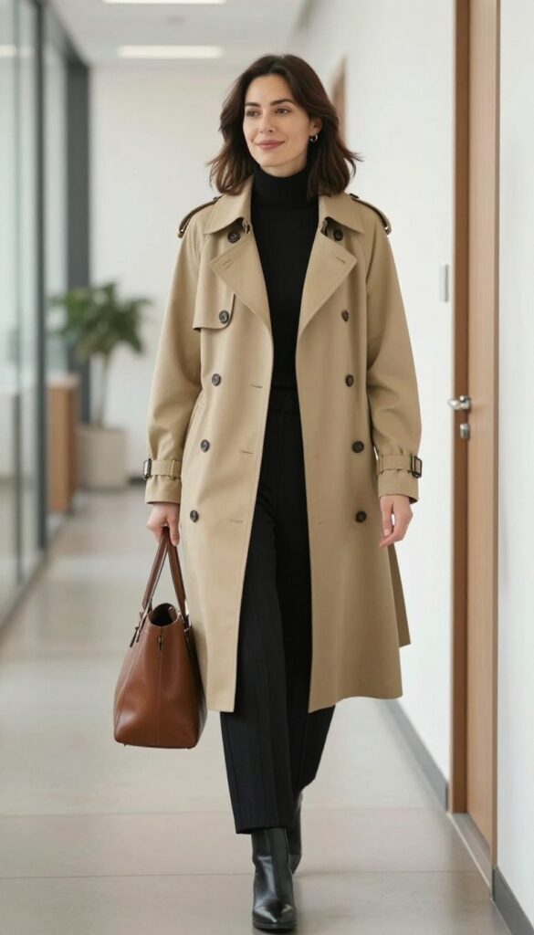 6. The Cropped Trench and Pleated Trousers