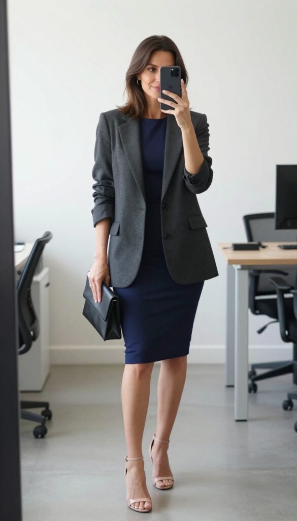 10. The Bodycon Dress with a Long Blazer