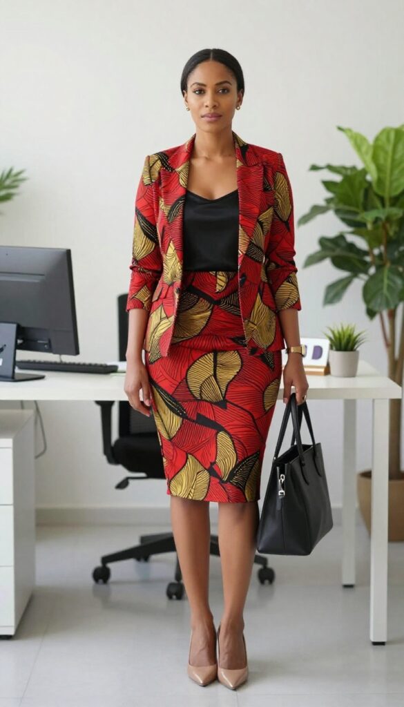 7. Ankara Skirt Suit with a Camisole