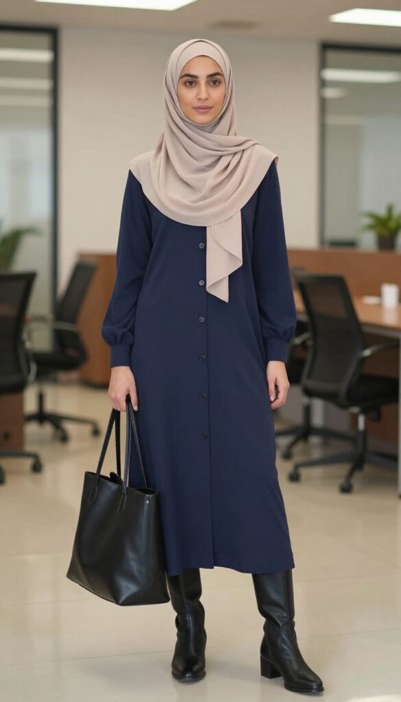 2. Longline Cardigan + Midi Dress + Ankle Boots