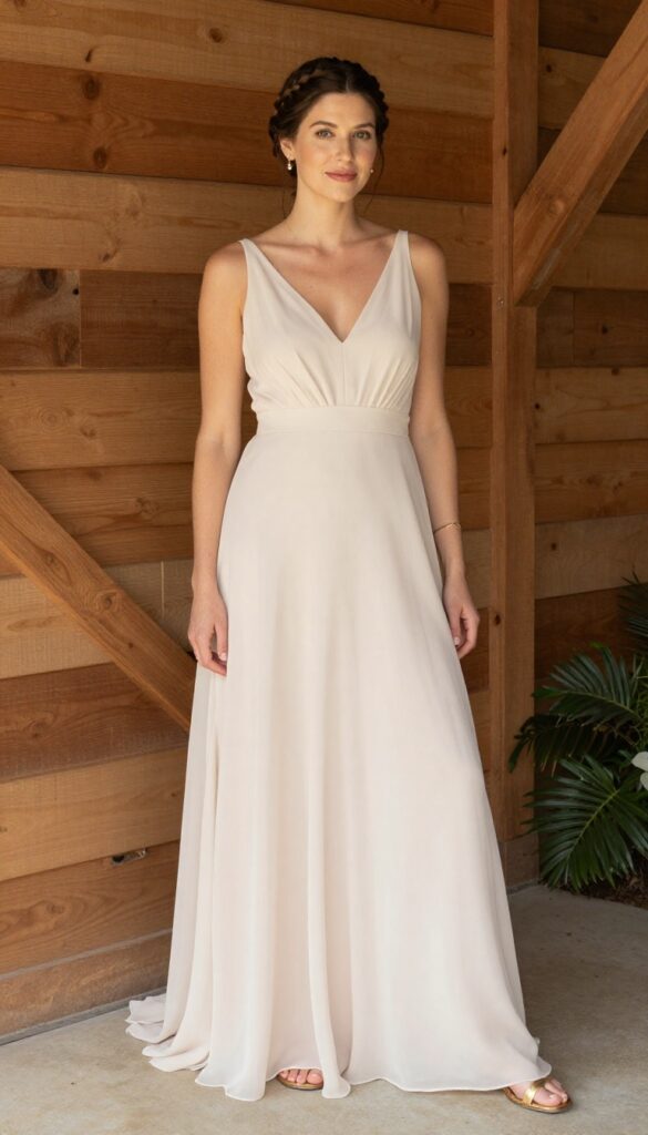 7. Greek Goddess Empire Waist with Flowing Skirt