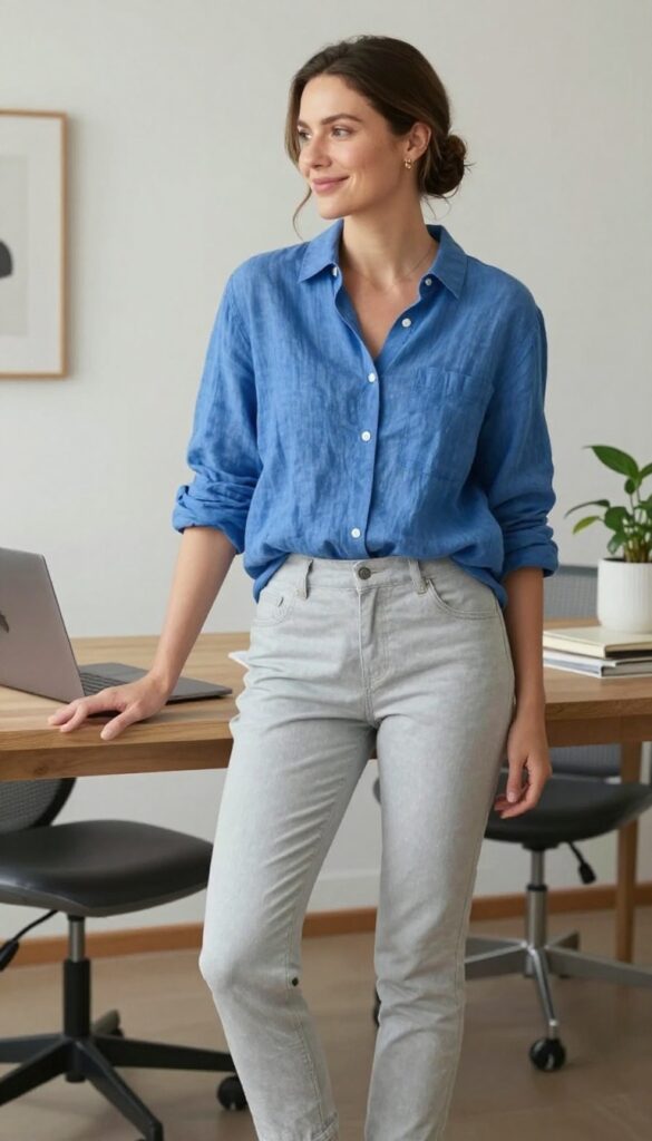 2. Soft Button-Down Shirt with Joggers
