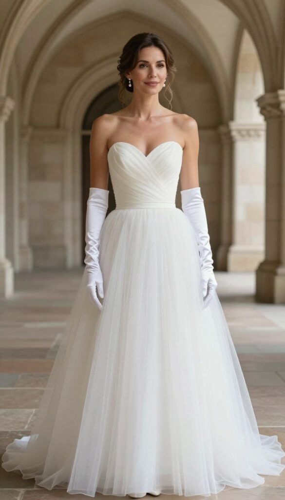 6. Ball Gown with Long Satin Gloves