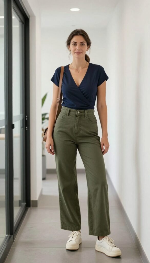 13. Wrap Top and High-Waisted Wide-Leg Pants