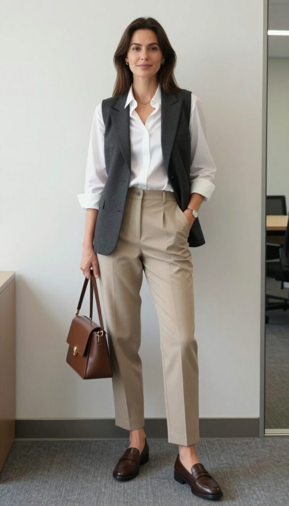 3. Tailored Vest and Straight-Leg Pants