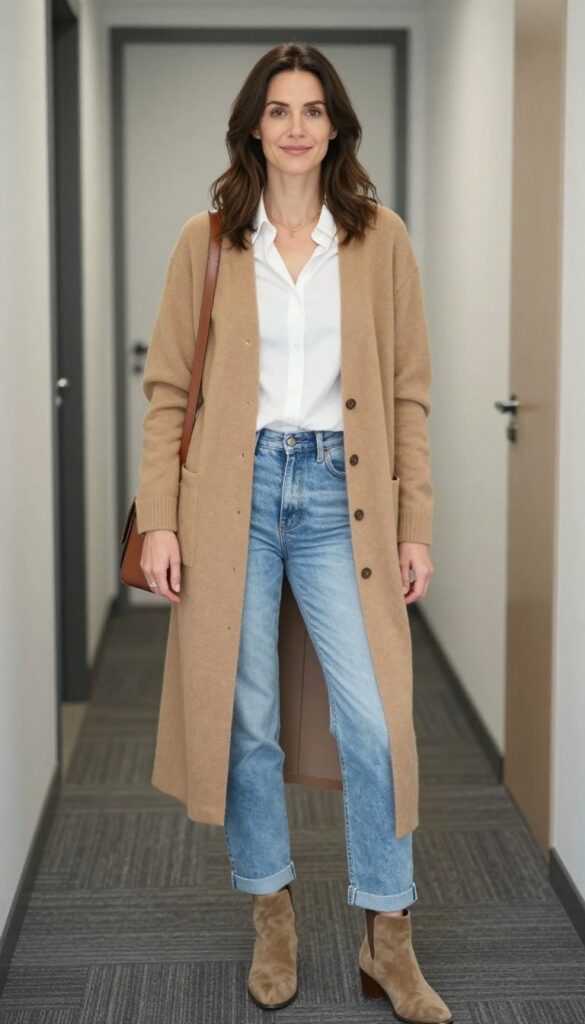 8. Cardigan + Button-Down + Boyfriend Jeans