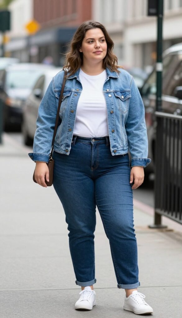 5. High-Waisted Straight-Leg Jeans with a Cropped Jacket