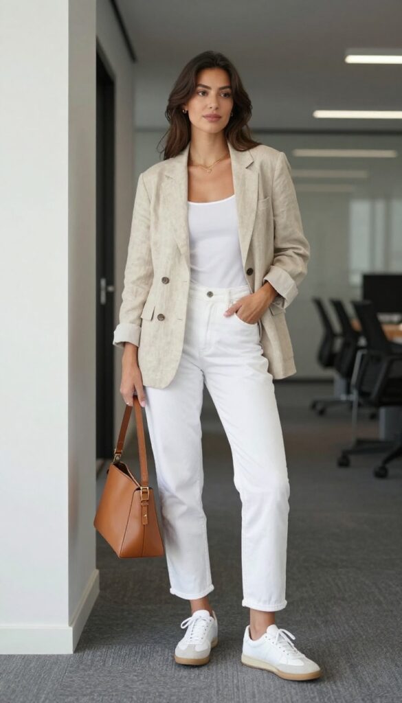8. Casual Blazer with White Jeans