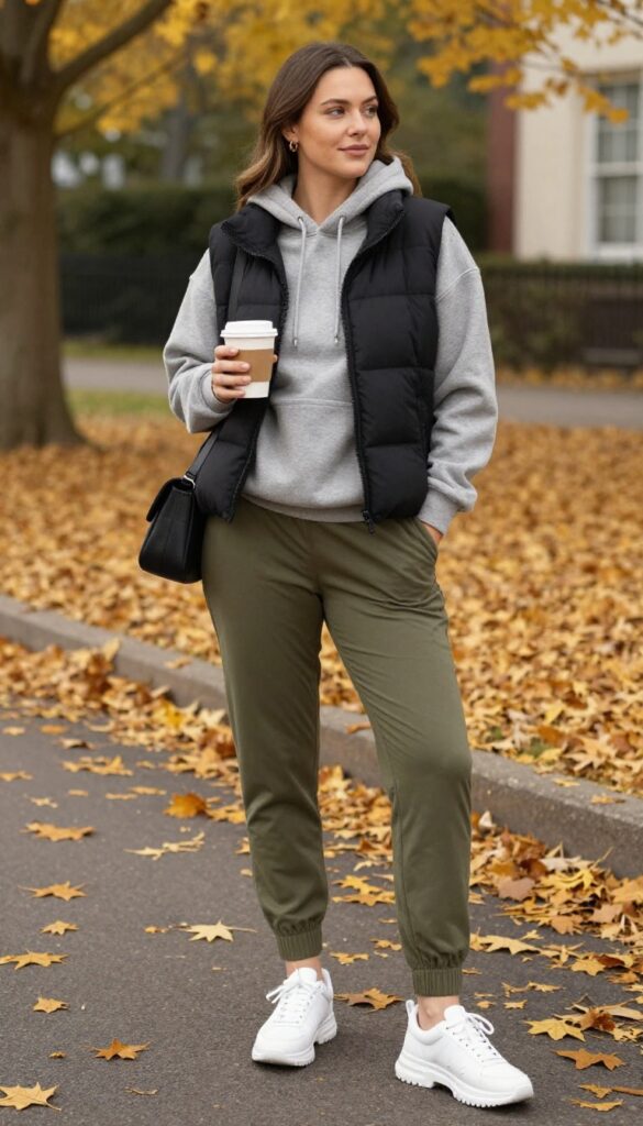 12. Puffer Vest + Hoodie + Joggers + Chunky Sneakers