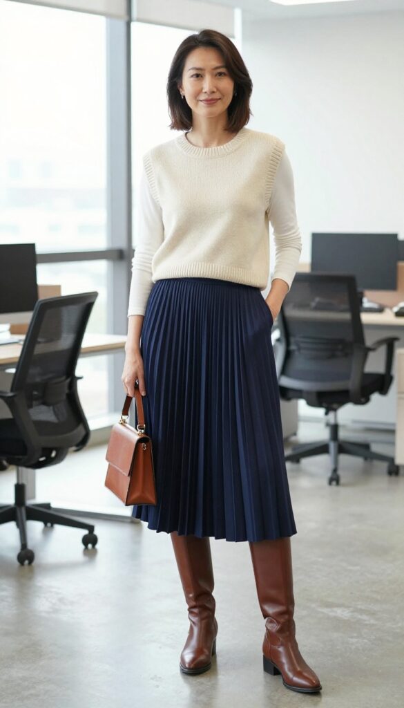13. Sweater Vest with a Pleated Skirt