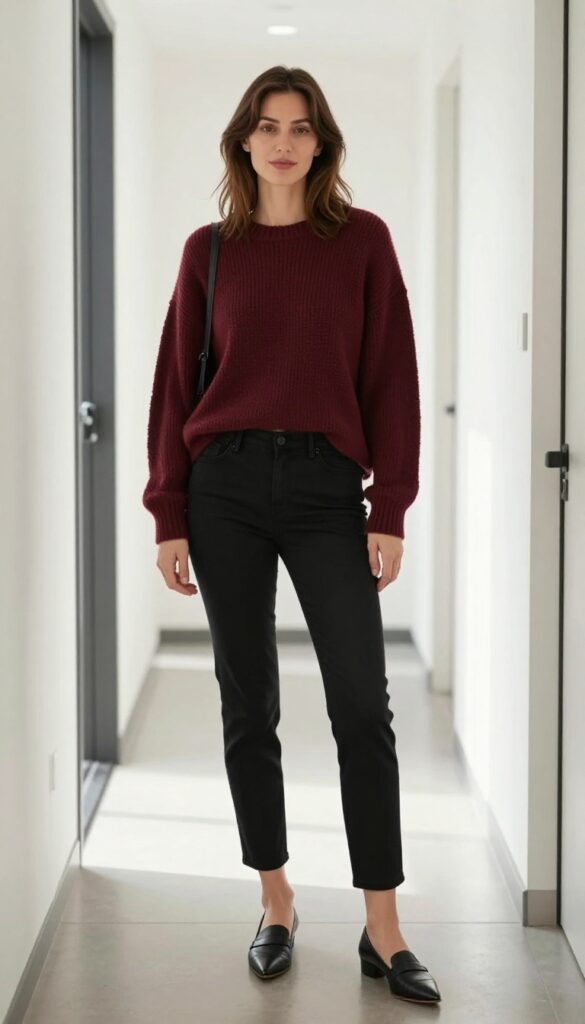 9. Oversized Sweater with Slim-Fit Trousers