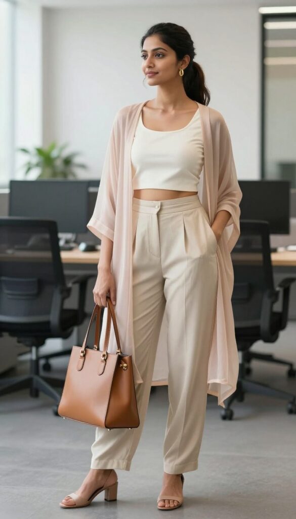 8. Dhoti Pants with Crop Top and Dupatta