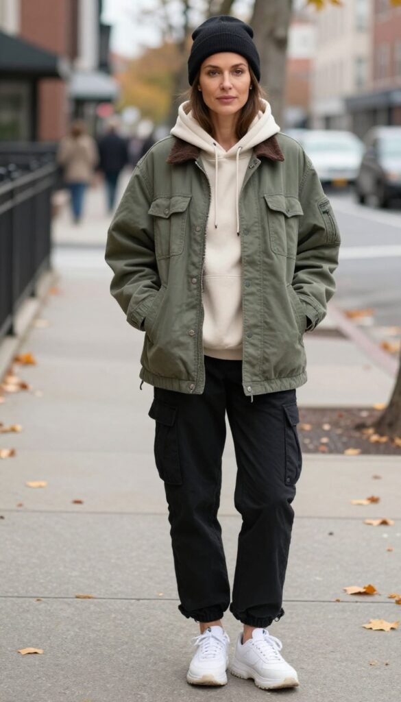 8. Utility Jacket + Hoodie + Cargo Pants