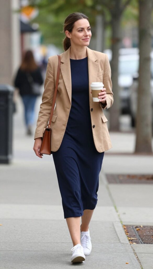 13. Boyfriend Blazer with a Midi Dress