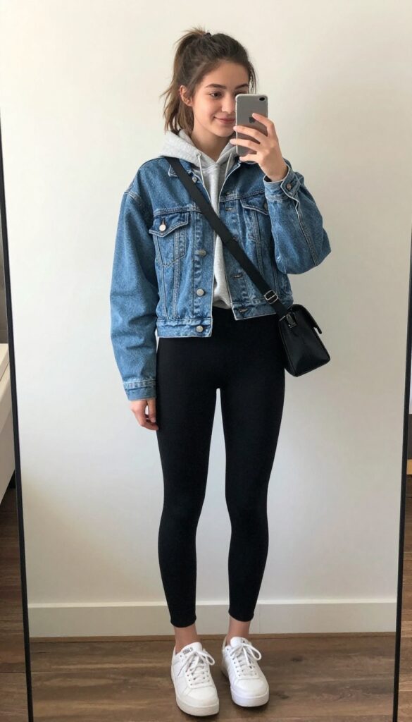 10. Hoodie Under a Denim Jacket