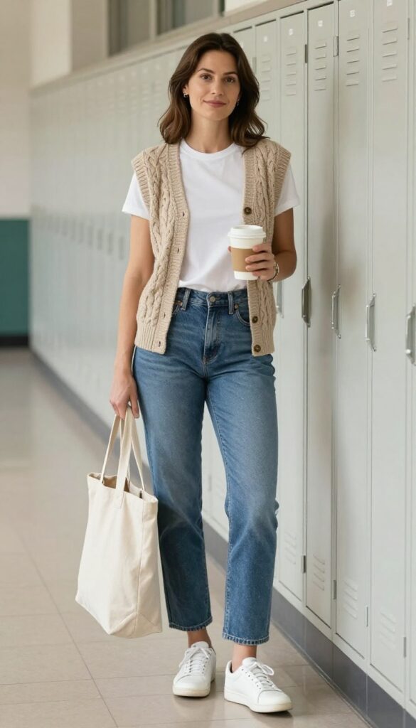 10. Knit Vest with a T-Shirt and Jeans
