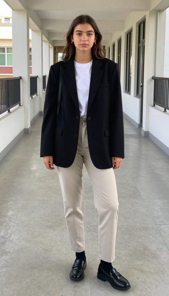 3. Oversized Blazer with Cropped Trousers
