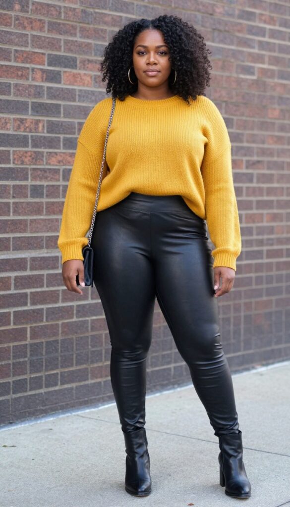 7. Leather Leggings + Oversized Sweater